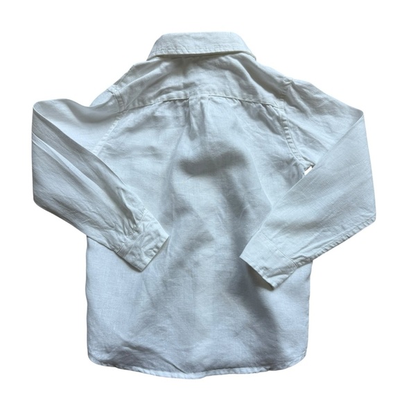 Janie and Jack Boy’s White Linen Button Up Shirt Sz 5 Lightweight Casual Beach - Picture 8 of 9